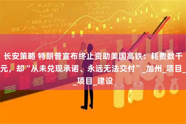 长安策略 特朗普宣布终止资助美国高铁：耗费数千亿美元，却“从未兑现承诺、永远无法交付”_加州_项目_建设