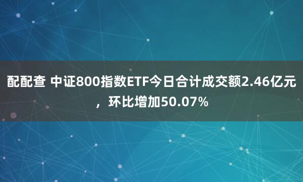 配配查 中证800指数ETF今日合计成交额2.46亿元，环比增加50.07%